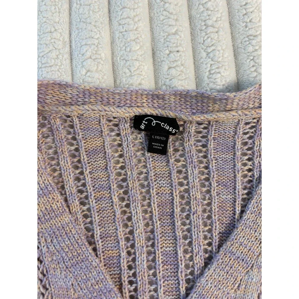 NWT Art Class Target Scalloped Hem Button Up Cardigan Girls Large Purple Pastel
